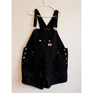 Vintage Revolt Overalls Womens  2 xl Black Denim Shortalls Button Pockets 90s